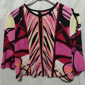 K Studio Collections Size S Artsy Cardi Open Front 3/4 Sleeve  Y2K